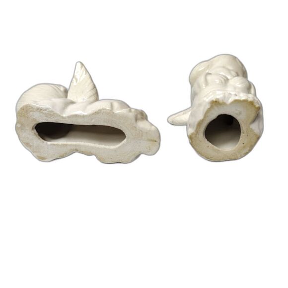 Pair of White Porcelain Angel Cherub Figurines 3.5 Inch - Picture 3 of 4